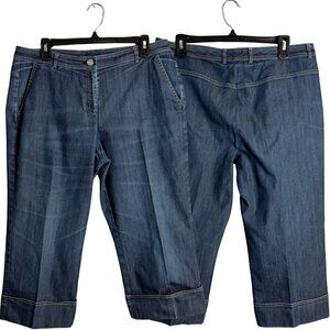 St. John Denim Jean Capris Women's 10 Blue Cuffed Stretchy Designer Classic Chic